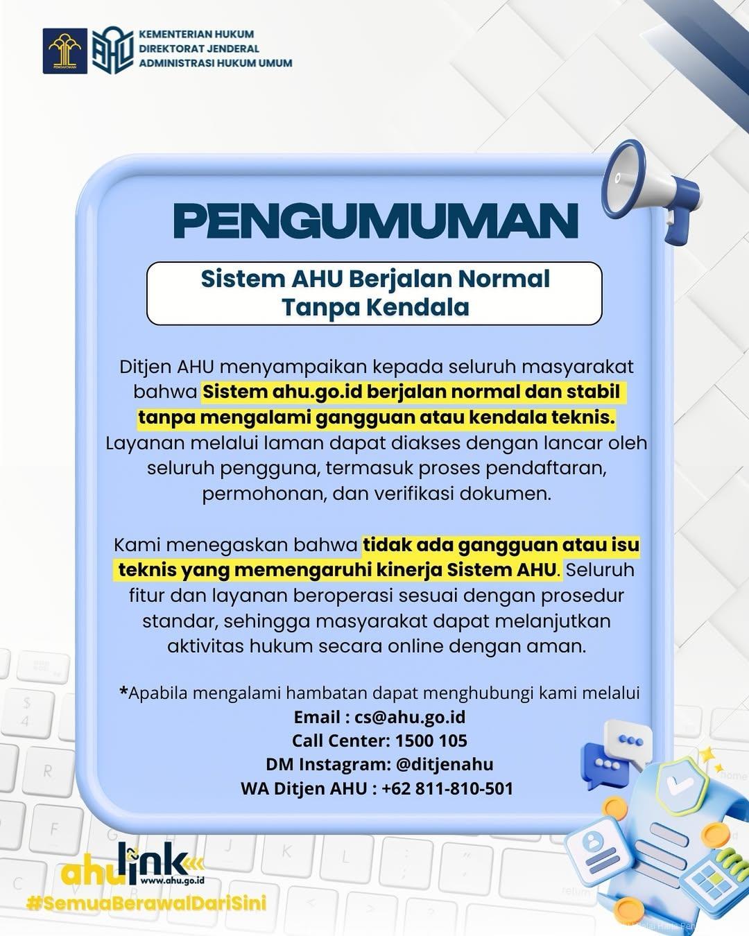 UPDATE RESMI SISTEM AHU BERJALAN NORMAL!